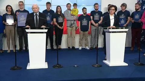 Jarosław Kaczyński i Elżbieta Witek na konferencji prasowej