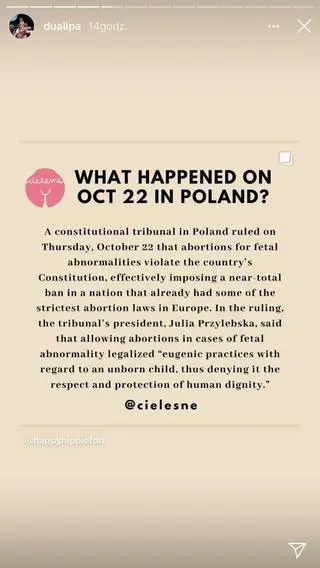 Dua Lipa wspiera strajk kobiet w Polsce