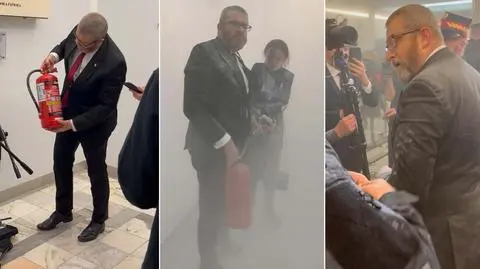 Far-right MP Grzegorz Braun puts out Hanukkah candles with fire extinguisher in parliament