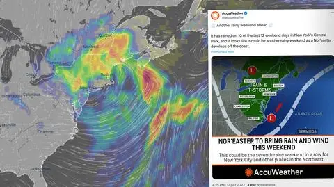 Nor'easter przyniesie ulewy. Możliwe są powodzie błyskawiczne