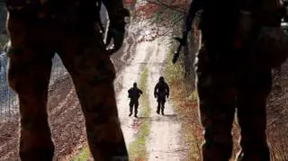 Polish officers patrolling the border with Belarus