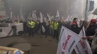 Protest górników w Warszawie