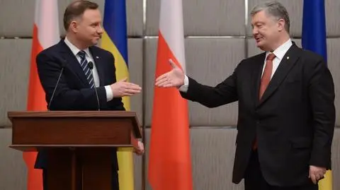 Andrzej Duda i Petro Poroszenko na konferencji prasowej