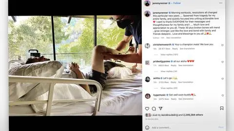 "Ponad 30 złamanych kości". Jeremy Renner walczy o powrót do zdrowia