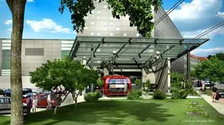 Przystanek kolejki przy Wybrzeżu Wyspiańskiego. W pobliżu budynku C-13, czyli popularnego "Serowca".