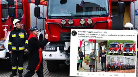 Poseł na "przekazaniu" przekazanych już w marcu samochodów, które są użytkowane od zeszłego roku