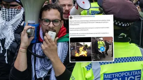 Podpalili policjanta na propalestyńskiej manifestacji w Londynie? Nie tam, nie teraz