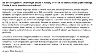Pierwszy komunikat policji w sprawie wypadku na A1