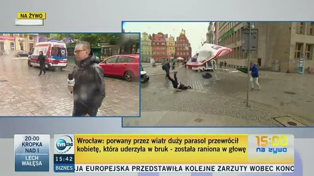 Wypadek podczas relacji na żywo