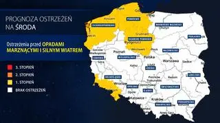 Prognoza zagrożeń IMGW na środę