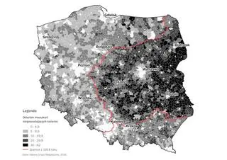 Mapa mieszkań nieposiadających łazienki