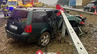 Wypadek na autostradzie w miejscowości Brzoskwinia