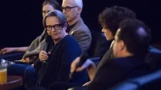 Agnieszka Holland na konferencji po pokazie filmu "Obywatel Jones", na 44. FPFF