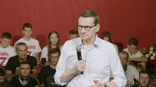 Prime Minister Mateusz Morawiecki addressing voters in Ełk