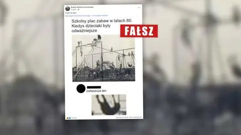 "Szkolny plac zabaw w latach 80."? To nie lata 80. i nie Polska