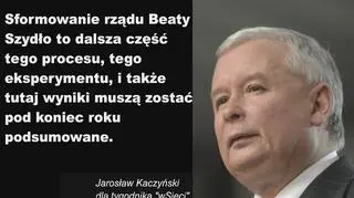 Jarosław Kaczyński dla "wSieci": rząd Szydło "eksperymentem"