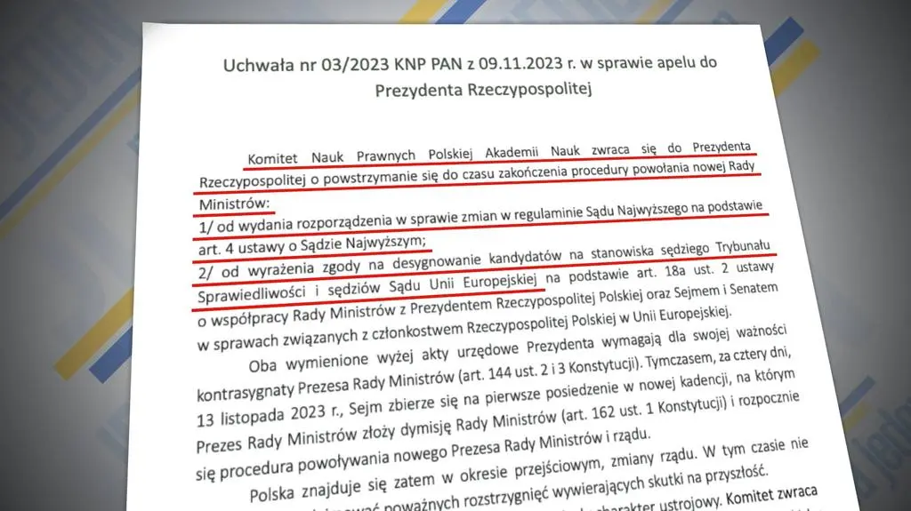 Apel Komitetu Prawnego PAN