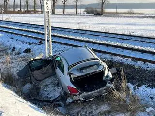 Auto wylądowało w rowie