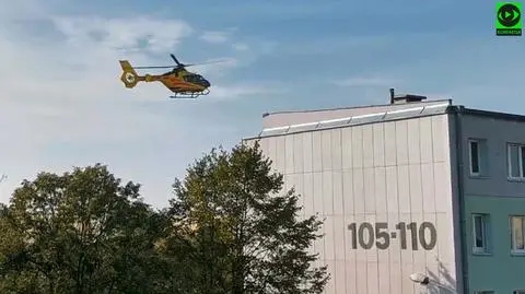 Start śmigłowca LPR na osiedlu w Poznaniu