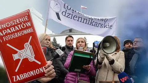 15.12.2016 | Marszałek planuje ograniczenia dla mediów. Protest dziennikarzy przed Sejmem