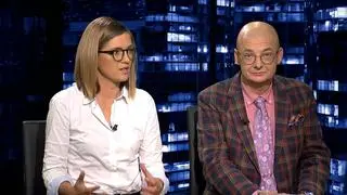 Posłanka Lewicy Magdalena Biejat i senator Michał Kamiński (Koalicja Polska - Polskie Stronnictwo Ludowe) w "Kropce nad i"