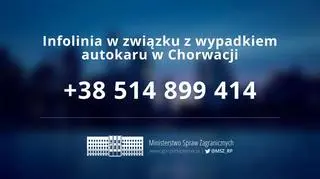 Infolinia w związku z wypadkiem autokaru w Chorwacji