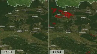 Pożary wokół Czarnobyla na mapach satelitarnych