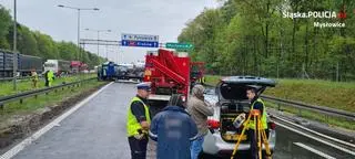 Zderzenie trzech ciężarówek na A4 w Mysłowicach