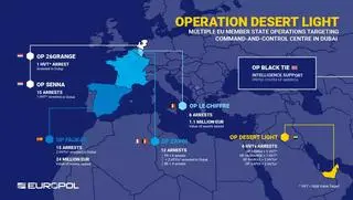 Grafika przedstawiająca obszar działania policjantów zaangażowanych w operację "Desert Light"