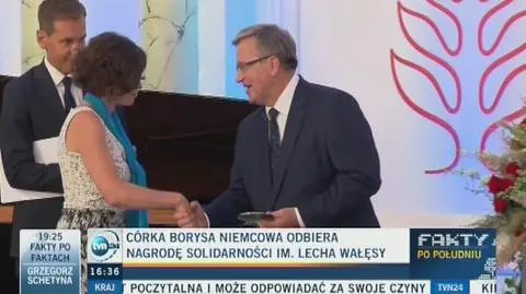Córka Borysa Niemcowa wyróżniona przez prezydenta Komorowskiego