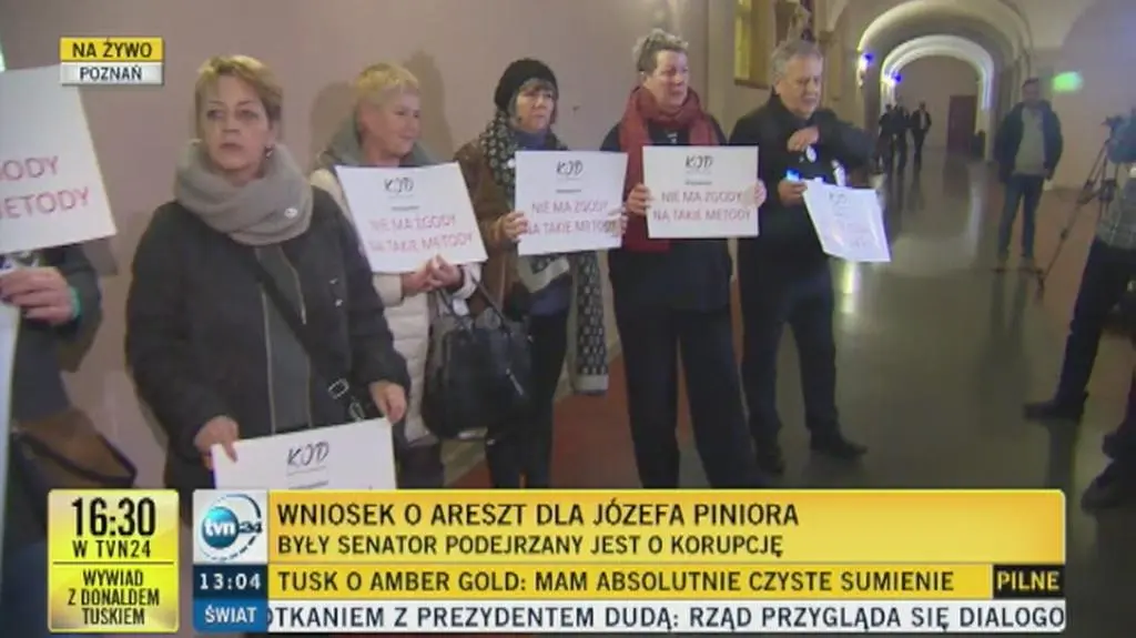 Emocje przed posiedzeniem sądu aresztowego ws. Józefa Piniora