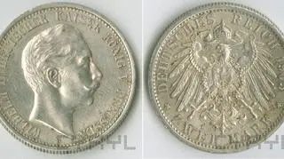 A two-mark coin with a likeness of German Emperor Wilhelm II from 1905