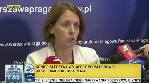 Konferencja prokuratury po zakończeniu śledztwa w sprawie afery podsłuchowej