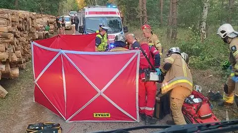 Uderzył w maszynę do wycinki drewna. Motocyklista zginął na miejscu 