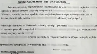 Zobowiązanie rzekomego Ministerstwa Finansów jakie otrzymał 69-latek