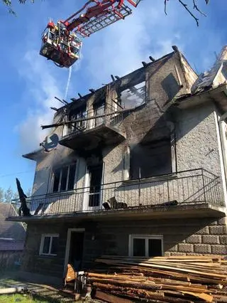 Pożar budynku mieszkalnego w Głogoczowie (woj. małopolskie)