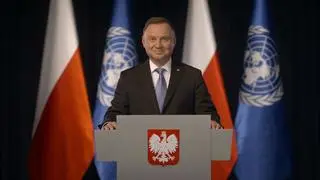 Andrzej Duda podczas wystąpienia w ONZ  