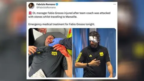 Zaatakowano klubowy autokar Lyonu, trener z rozbitą głową