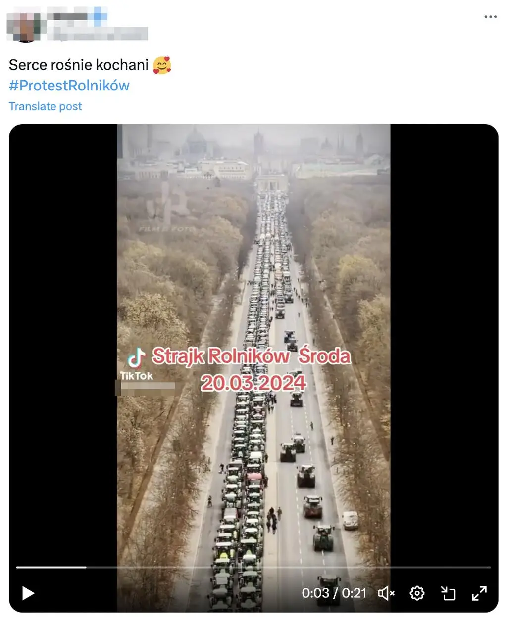 Wprowadzający w błąd wpis internauty z 20 marca 2024