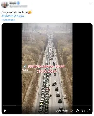 Wprowadzający w błąd wpis internauty z 20 marca 2024