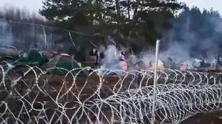About 800 people were camped out on the Belarusian side