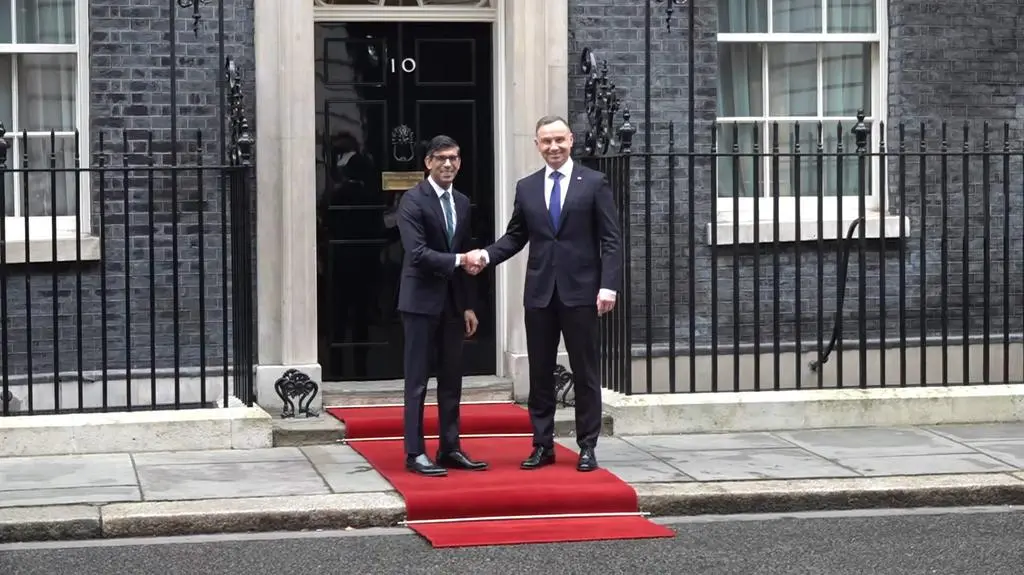 Rishi Sunak i Andrzej Duda na Downing Street