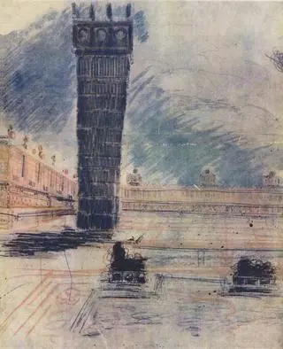 Szkicowy widok dziedzińca honorowego w założeniu sejmowym, tygodnik "Stolica" z 1948r.