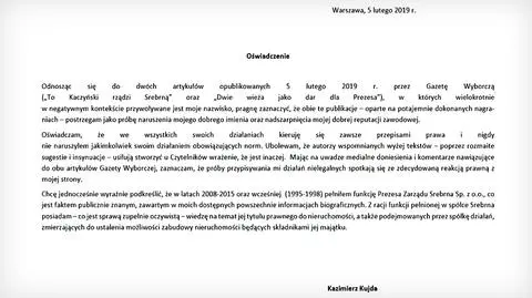 Oświadczenie Kazimierza Kujdy