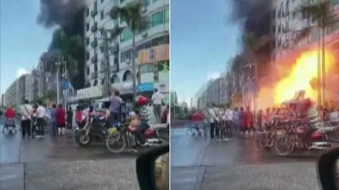 Kamera zarejestrowała moment eksplozji gazu