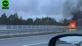 Pożar samochodu na autostradzie A1