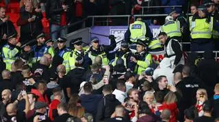Police came under attack from Hungary fans at Wembley