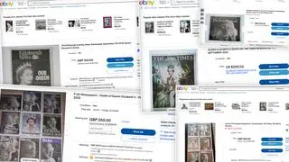Gazety z informacją o śmierci królowej wystawiane na aukcjach