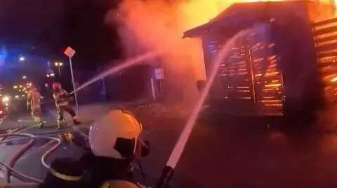 Pożar targowiska w Katowicach