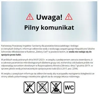 Woda w ośrodku w Rudence nie nadaje się do spożycia 